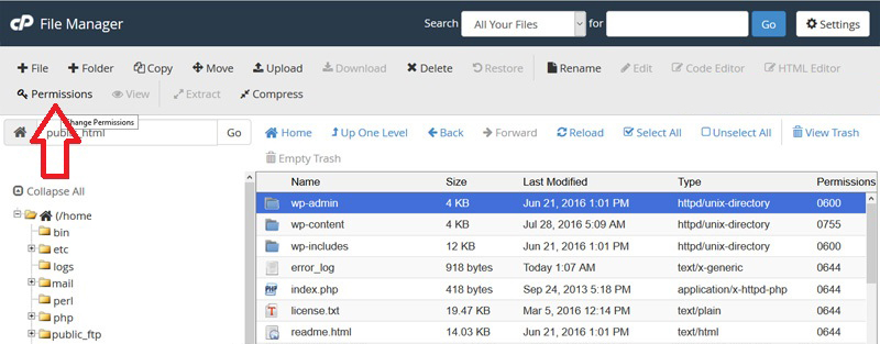 نحوه تغییر سطح دسترسی فایل ها و پوشه های وردپرس در Cpanel